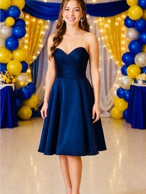 Sweetheart Strapless Navy Prom Dress - Women